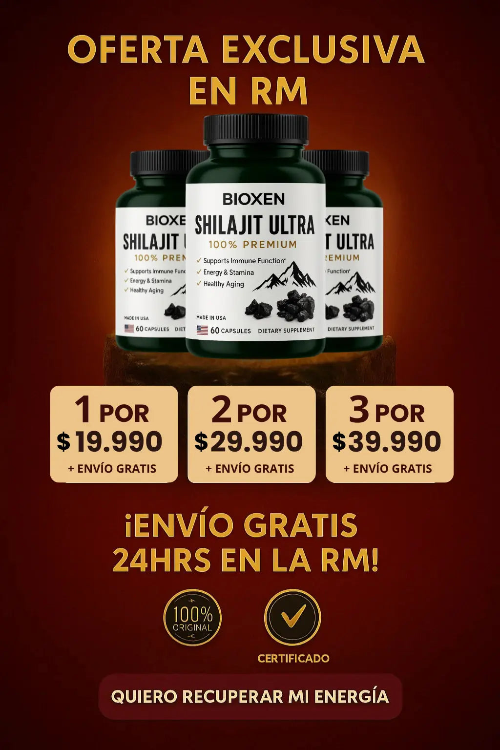 New Shilajit Ultra™ Potenciador Sexual - 60 Cápsulas