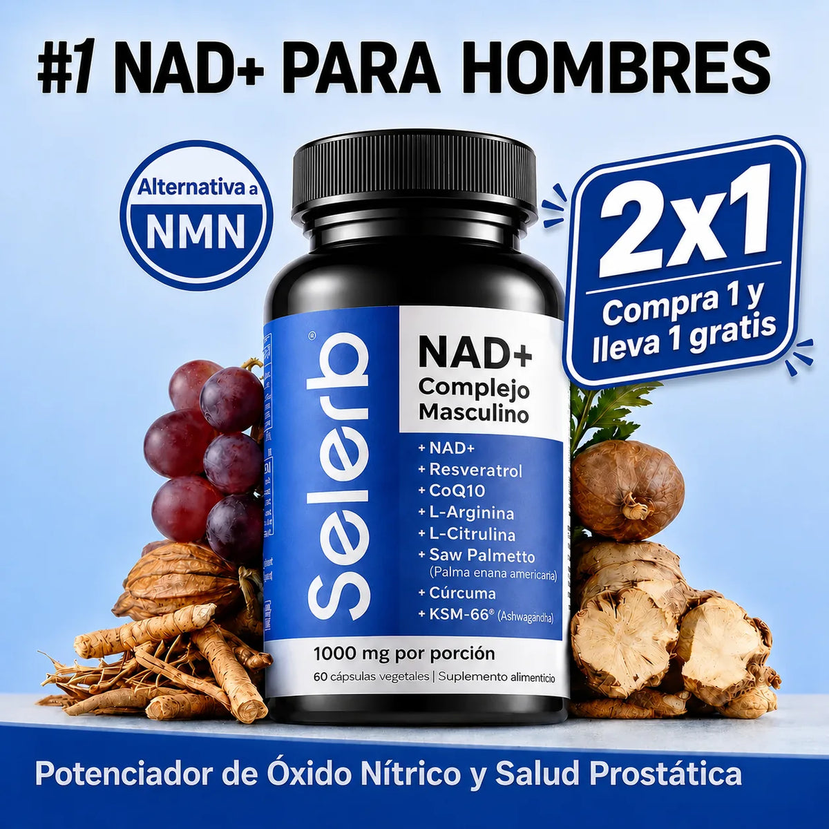 NAD+ | 2x1 Salud Prostática y Energía Celular Masculina