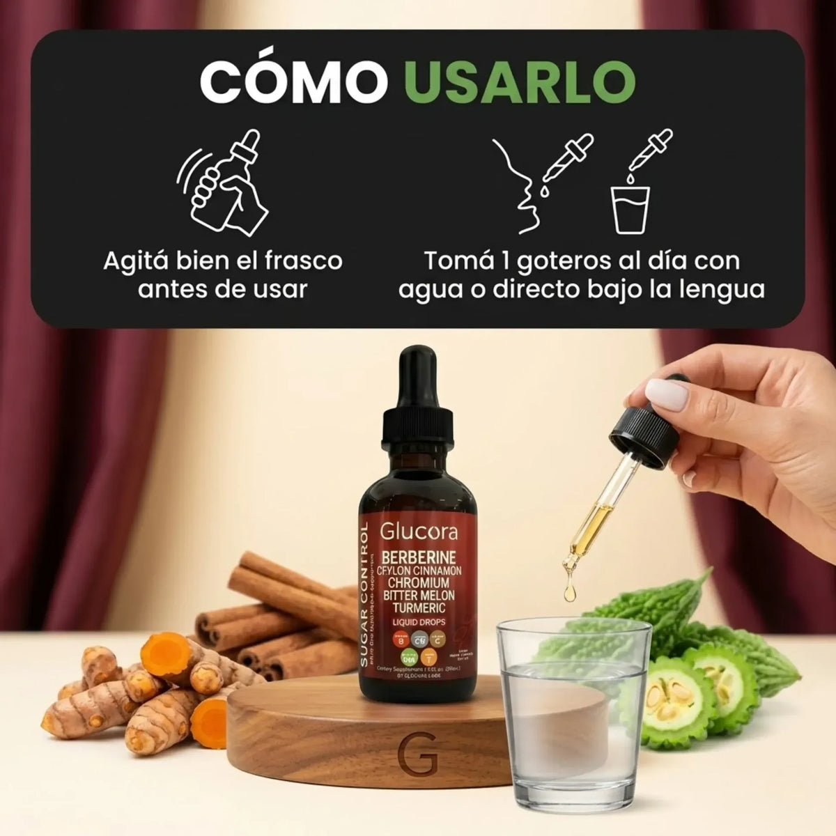 Glucora Apoyo Natural para la Glucosa, Energía y Antojos - 60 ML